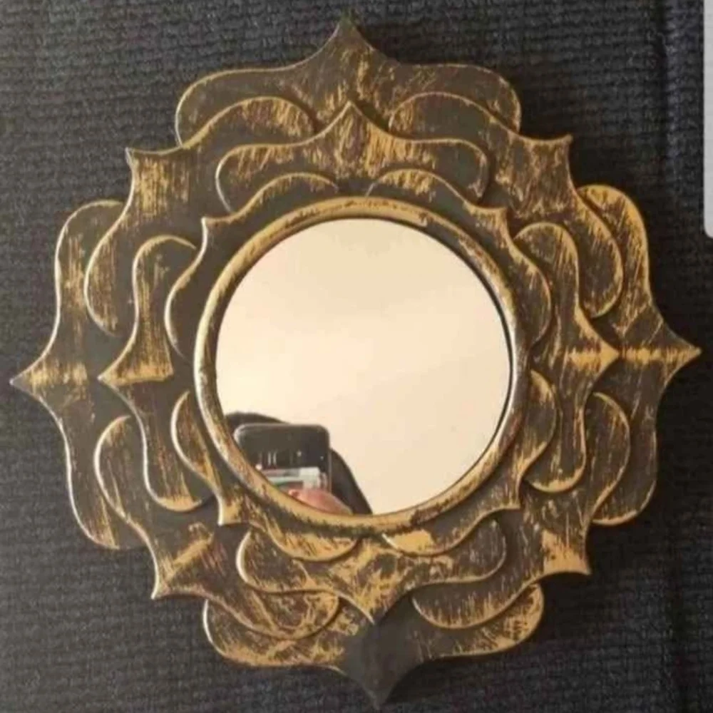 Two Matchinh Rustic Sunburst Gold and Black Decorative Wall Mirrors! 9.5x9.5